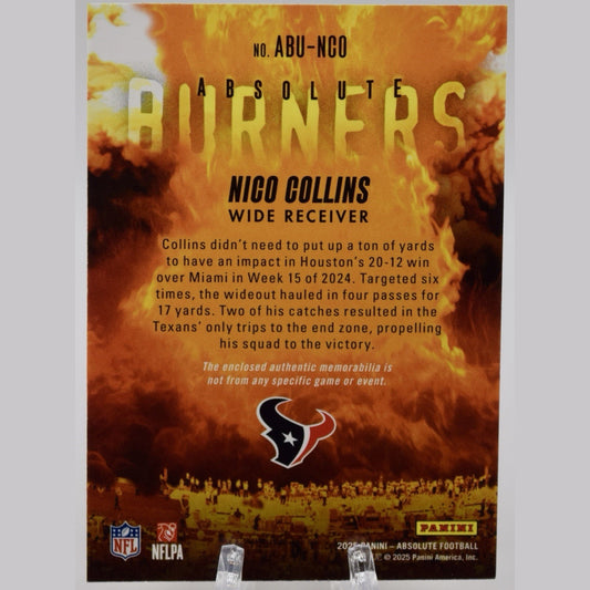 2025 Panini Absolute Nico Collins #ABU-NCO Absolute Burners MEM Relic Patch