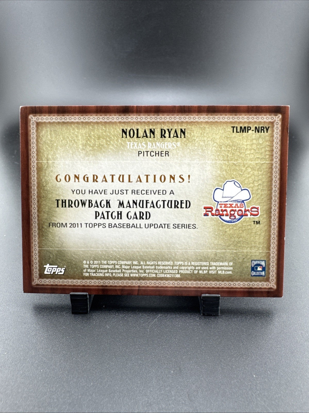 2011 Topps Update Series Throwback Manufactured Patch Nolan