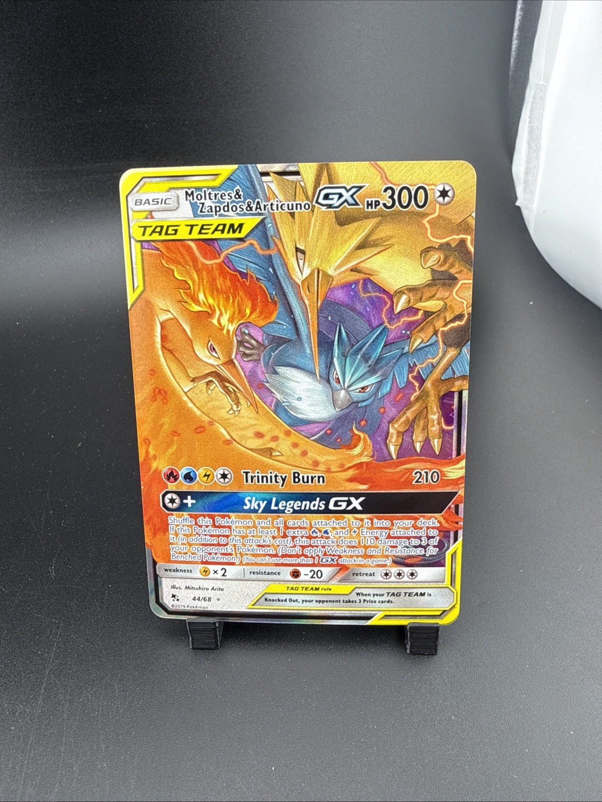 Pokémon TCG Moltres Zapdos Articuno GX 44/68 Tag Team Full Art  Ultra Rare NM
