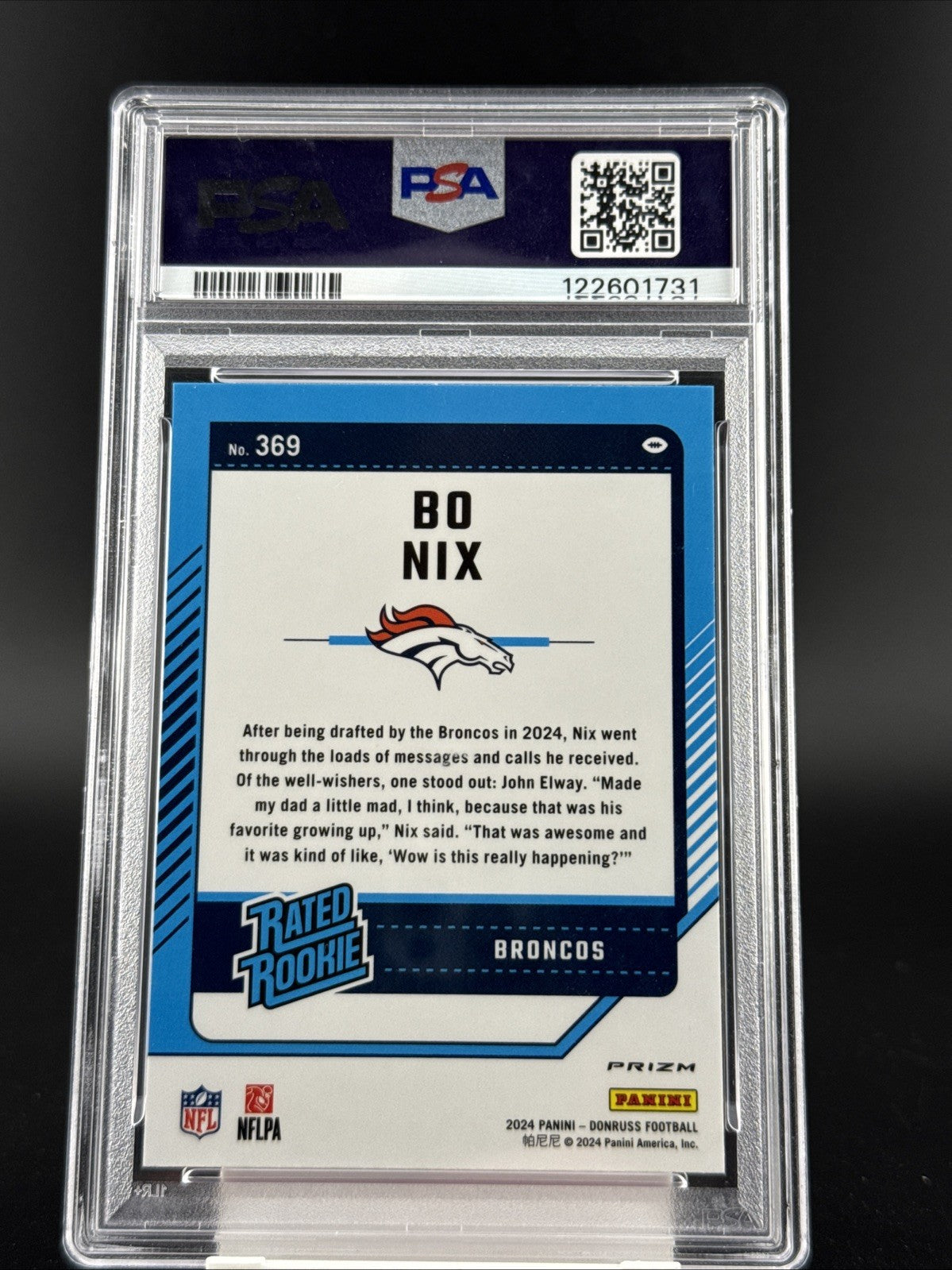 2024 Panini Donruss - Rated Rookie Bo Nix #369 Optic Preview Pink Prizm (RC)