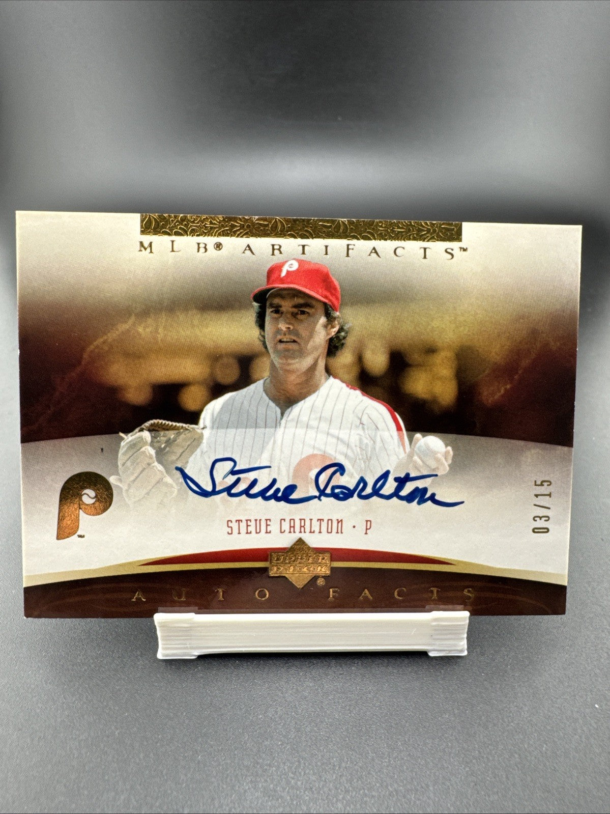 2005 Upper Deck Steve Carlton #SC MLB Artifacts On Card Auto 3/15