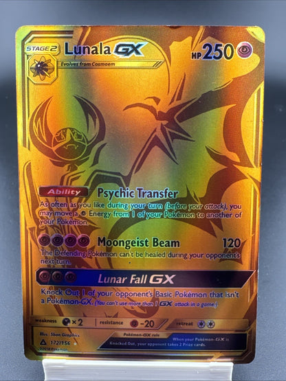 Pokémon Lunala GX Secret Rare Full Art Holo 172/156 Ultra Prism 250 HP Psychic