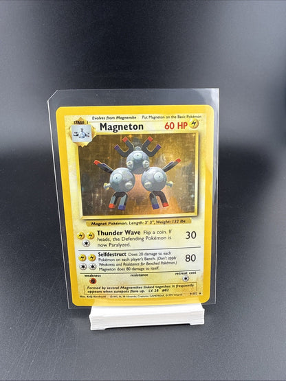 Pokemon TCG Magneton 9/102 Base Set Holo Rare 60HP English Vintage Card