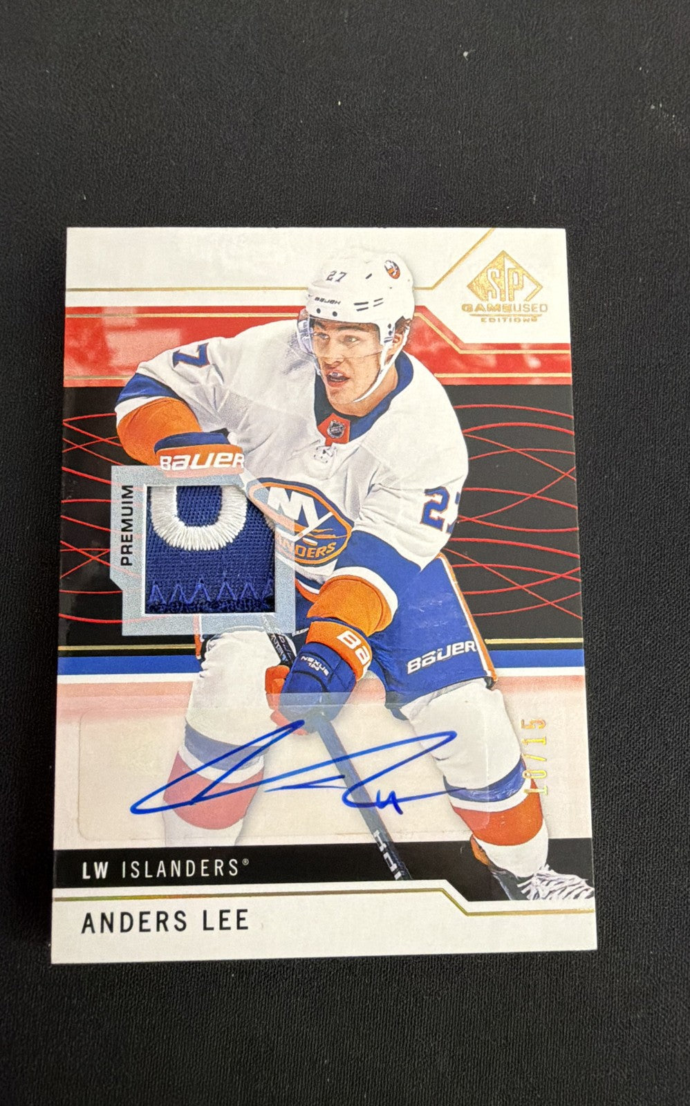2018-19 Upper Deck SP Game Used - Anders Lee #27 Spectrum Red Auto Premium...