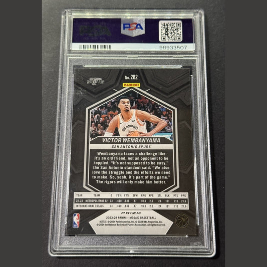 2023 PANINI MOSAIC SILVER #282 VICTOR WEMBANYAMA ROOKIE RC PSA 9