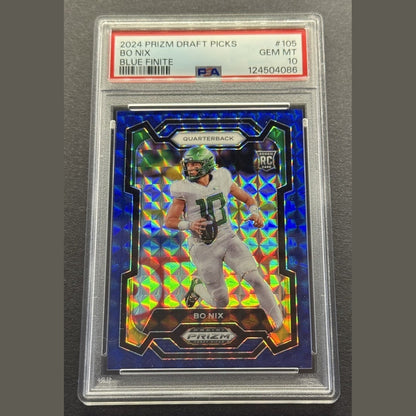 2024 Panini Prizm Draft Picks Bo Nix Blue Finite RC /89 PSA GEM MT 10