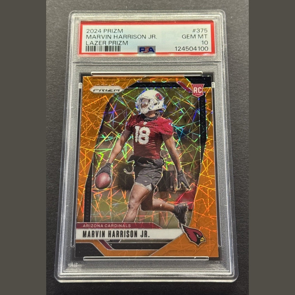 2024 Prizm Marvin Harrison Jr Orange Lazer RC #375 PSA 10 – Cardinals Rookie