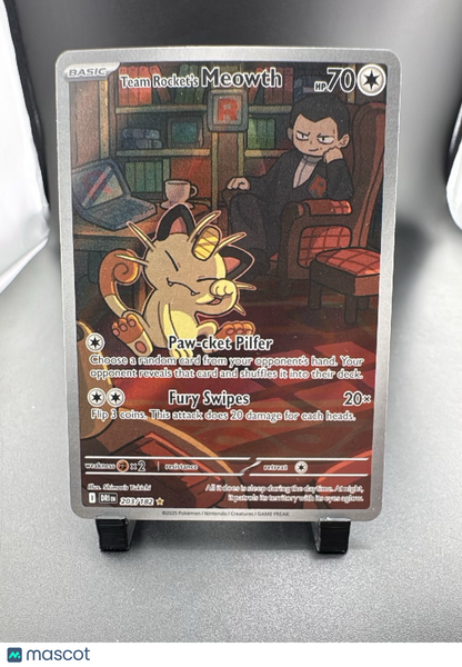 2025 Destined Rivals Team Rocket's Meowth Holo Secret Rare #203/182
