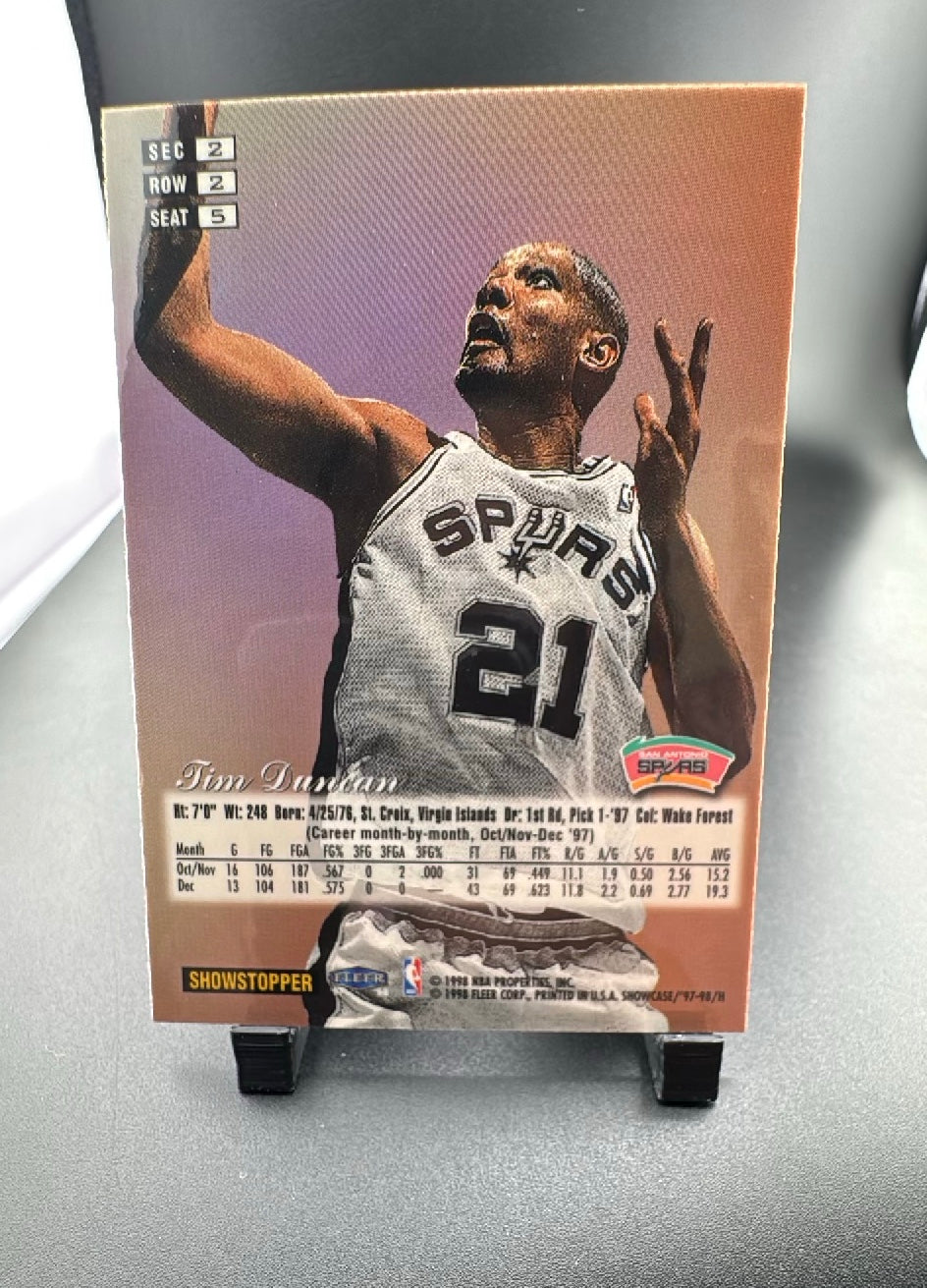 1998 Flair Showcase Tim Duncan #5 Row 2