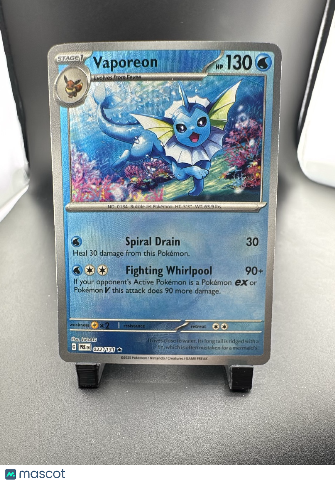 2025 Prismatic Evolutions Vaporeon Holo Rare #22/131