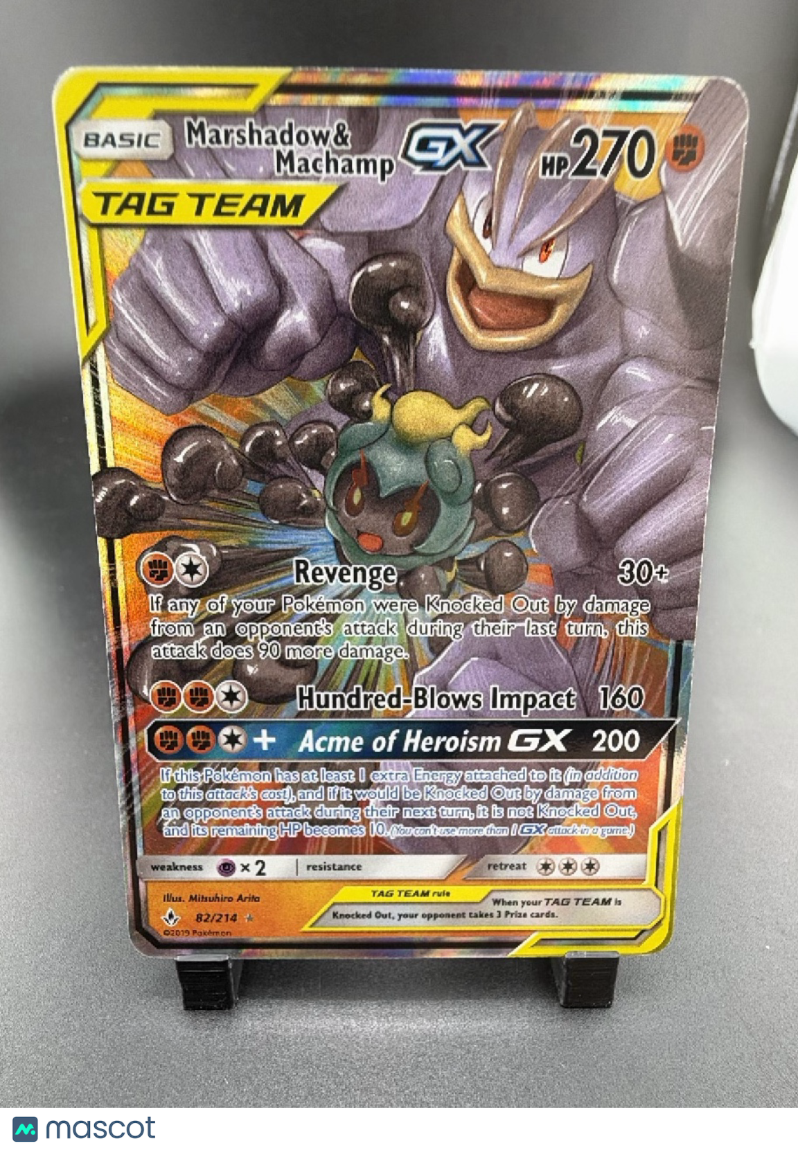 2019 Unbroken Bonds Marshadow & Machamp GX Holo Rare #82/214