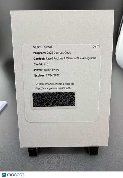 2025 Donruss Optic Quinn Ewers #213 Neon Blue