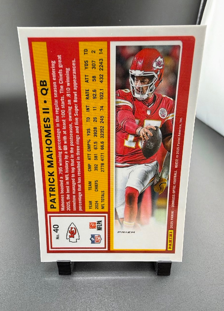 2025 Panini Donruss Optic Patrick Mahomes II #40 100 Emoji