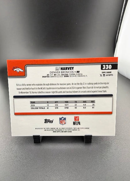 2025 Topps Chrome RJ Harvey #330 Orange X-Fractor RC