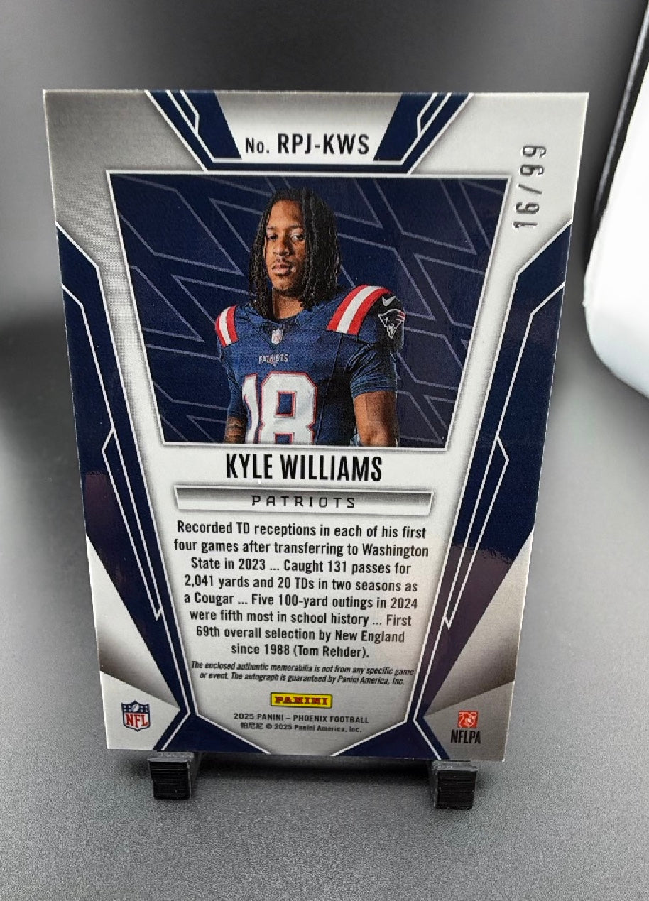 2025 Panini Phoenix Kyle Williams #RPJ-KWS /99 Autograph RC Memorabilia