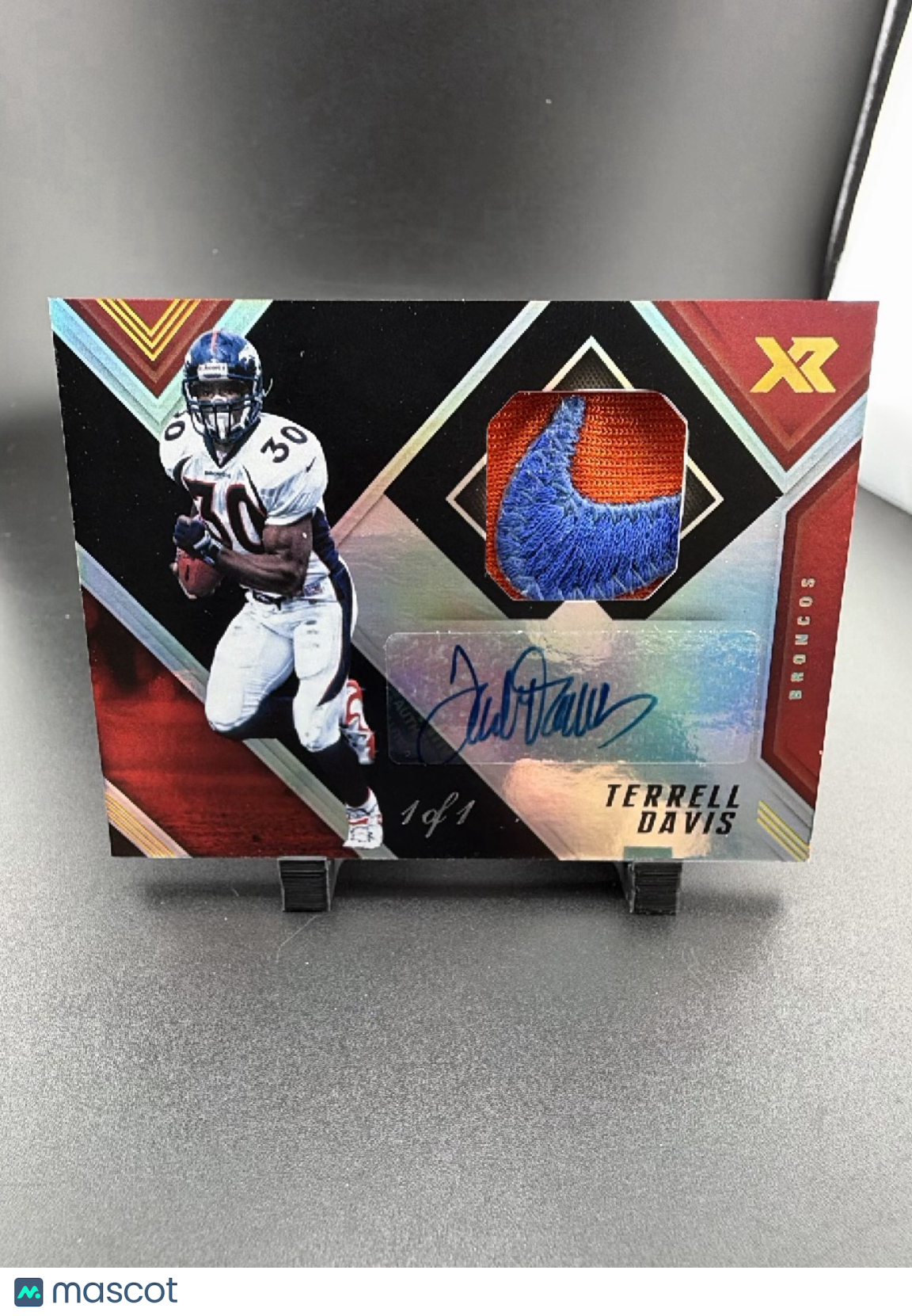 2017 Panini XR Terrell Davis #AS-TD /1 Patch Player-Worn Material