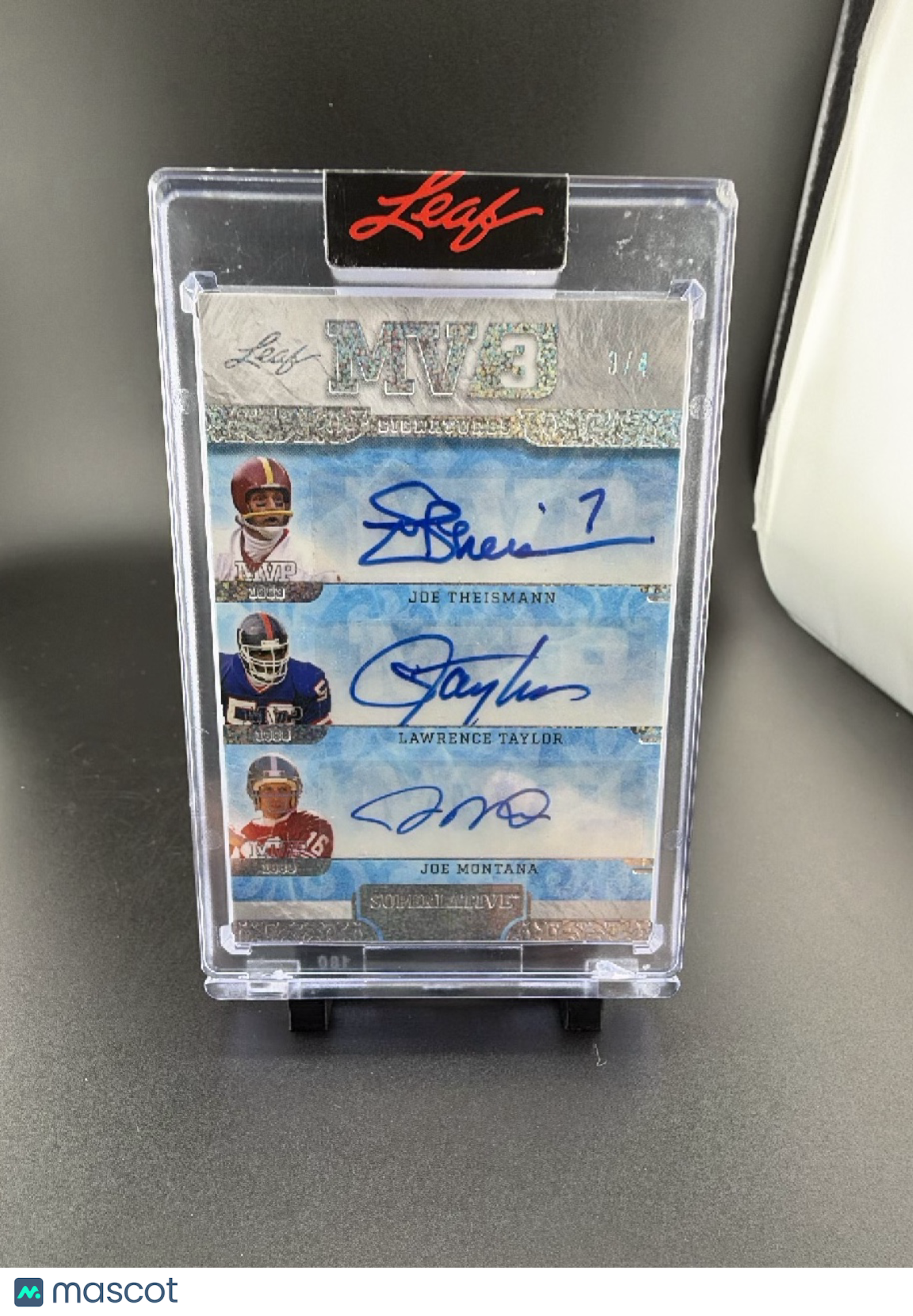 2012 Leaf Superlative MV3 Joe Montana Joe Theismann Lawrence Taylor #MV3-11 /4
