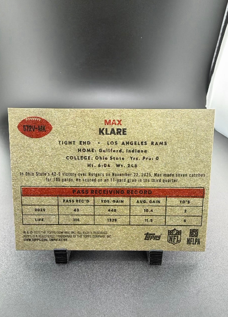 2026 Topps Max Klare #57RV-MK Short Print RC
