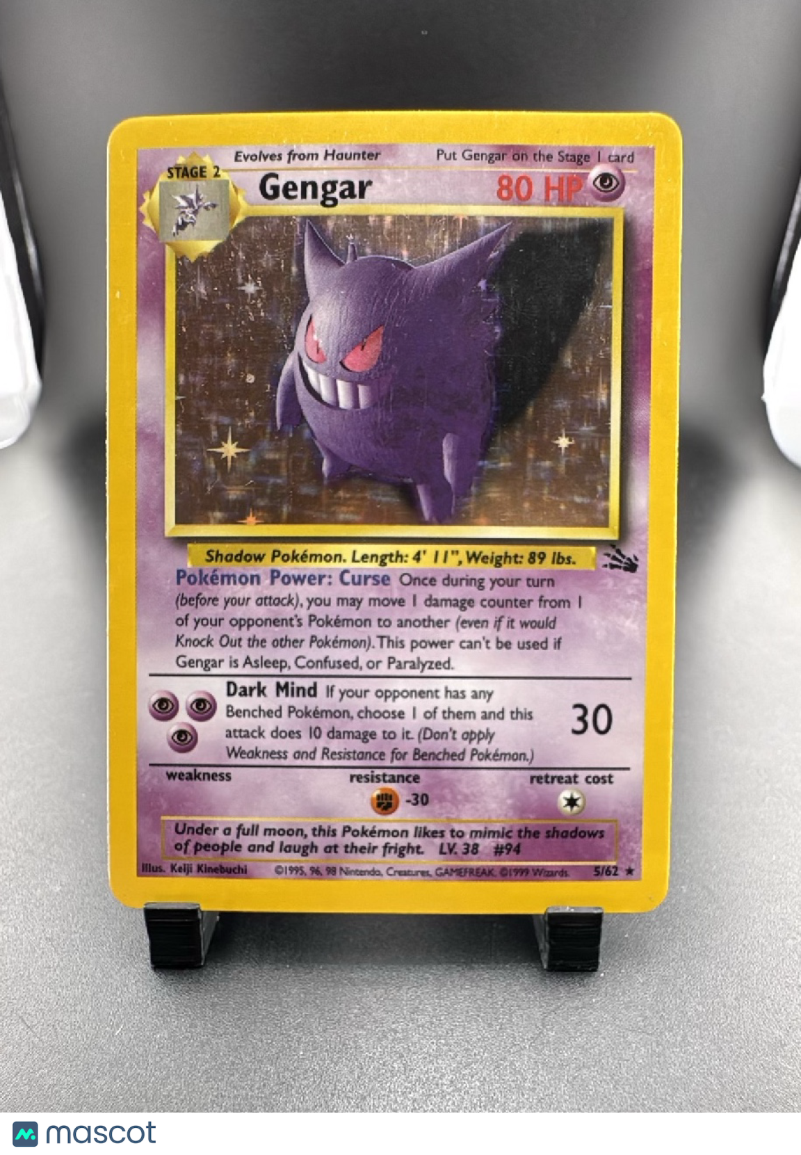 1999 Fossil Gengar Holo Rare #5/62