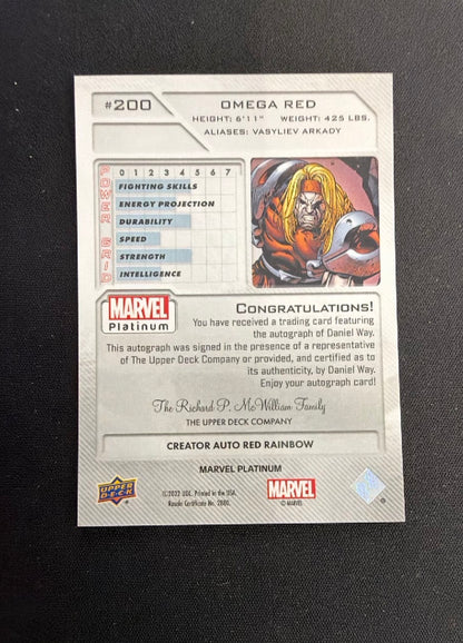 2022 Upper Deck Marvel Omega Red Platinum Daniel Way Auto #200