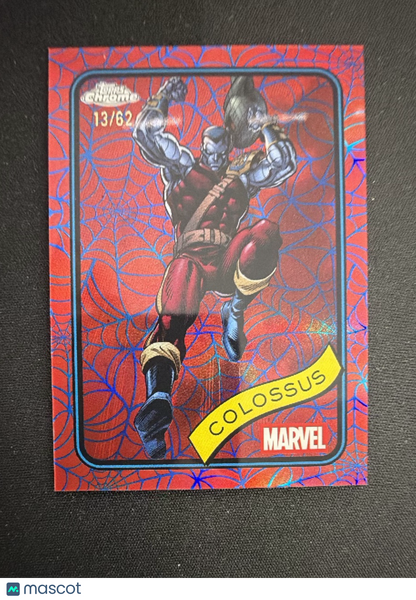 2025 Topps Chrome Marvel Colossus Red and Blue Spider Webs /62 #93