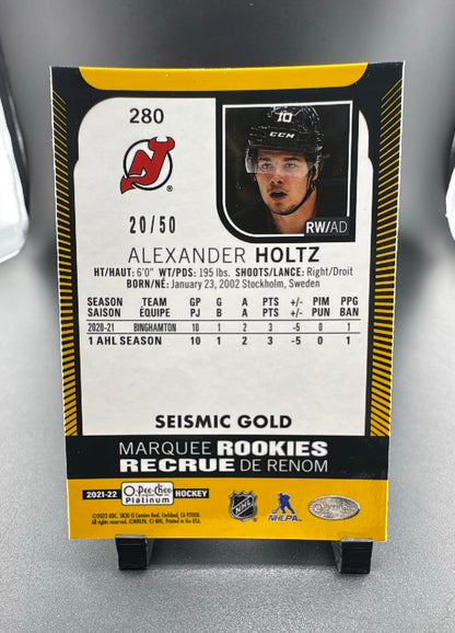2022 O-Pee-Chee Platinum Alexander Holtz #280 Seismic Gold /50 Marquee Rookie