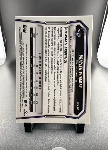 2024 Topps Bowman Chrome Braylen Wimmer #CPA-BW Green Mojo Refractor /99