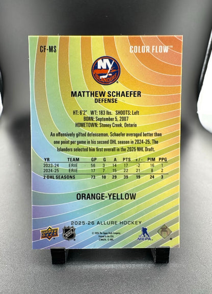 2026 Upper Deck Allure Matthew Schaefer #CF-MS Orange-Yellow