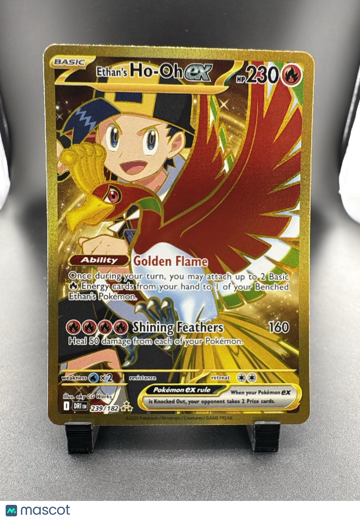 2025 Destined Rivals Ethan's Ho-Oh EX Gold Secret Rare FA HR #239/182