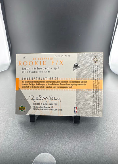 2002 SP Authentic Jason Richardson #137 Autographed Rookie F/X