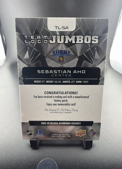 2025 Upper Deck Black Diamond Sebastian Aho #TL-SA Manufactured Hockey Patch
