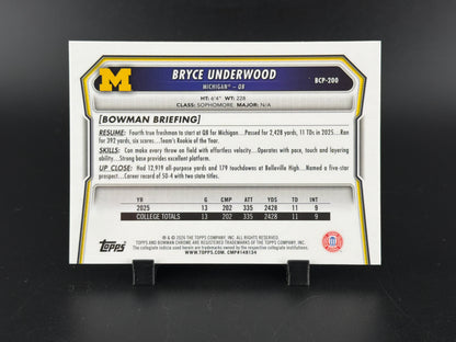 2026 Bowman Chrome University Bryce Underwood Yellow Geometric Refractor /275