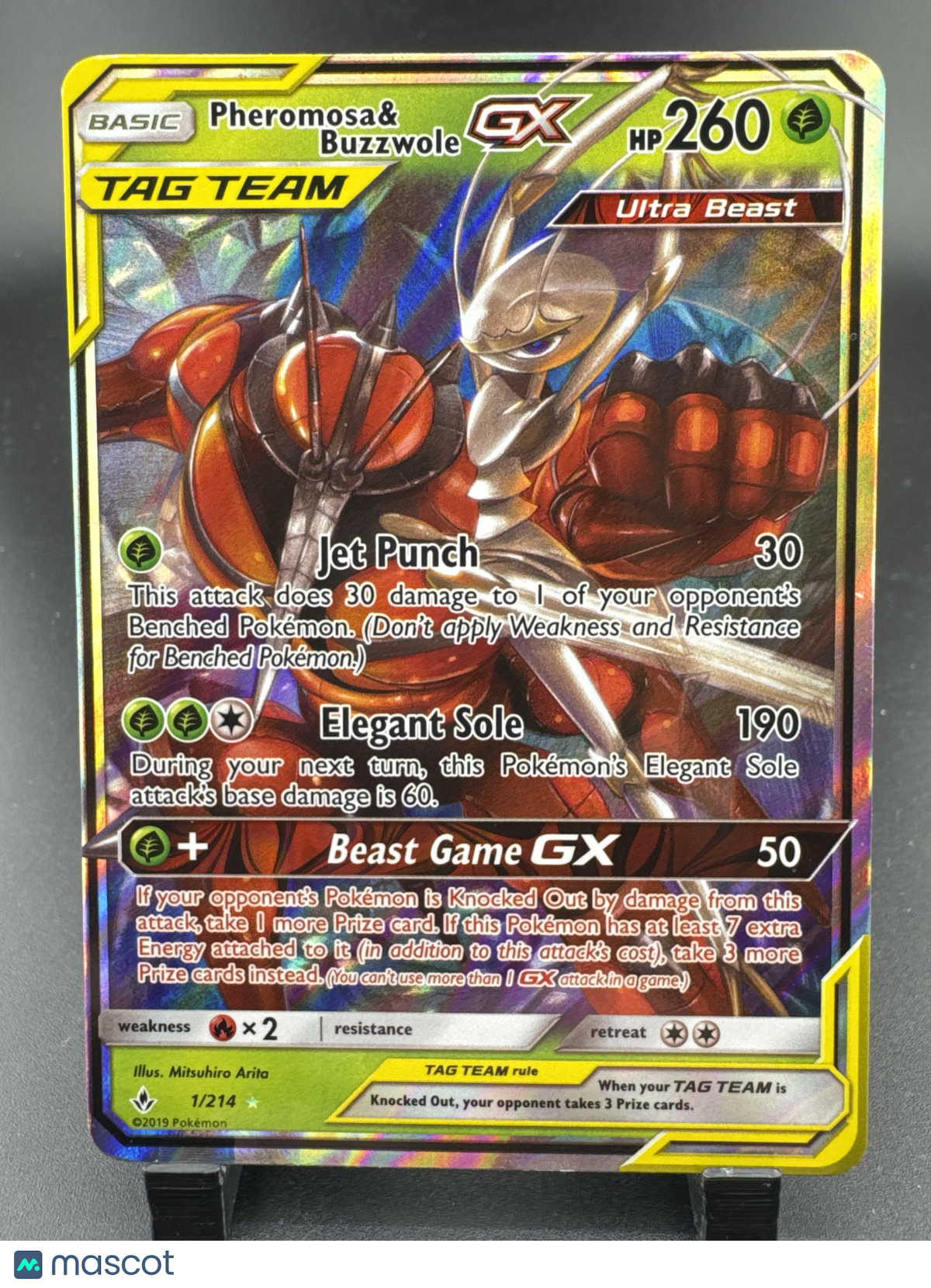 2019 Unbroken Bonds Pheromosa & Buzzwole GX Holo Rare #1/214