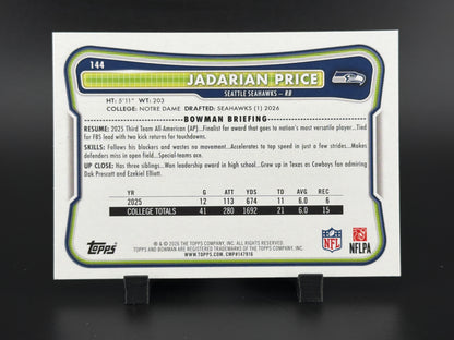 2026 Topps Bowman Jadarian Price #144 Pink /250 RC