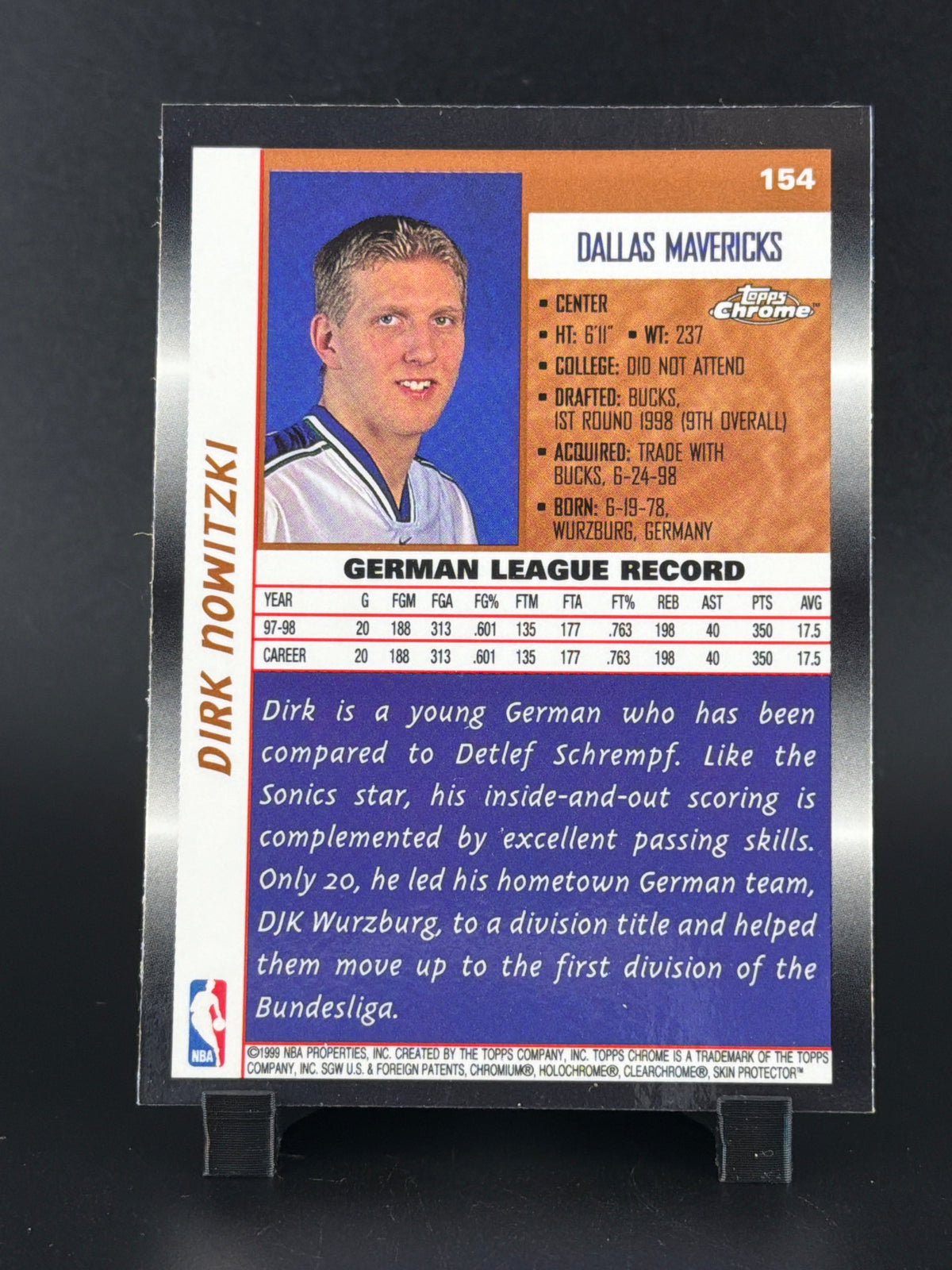 1999 Topps Chrome Dirk Nowitzki #154