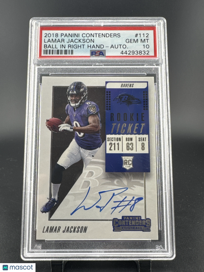 2018 Panini Contenders Lamar Jackson #112 Autograph PSA 10