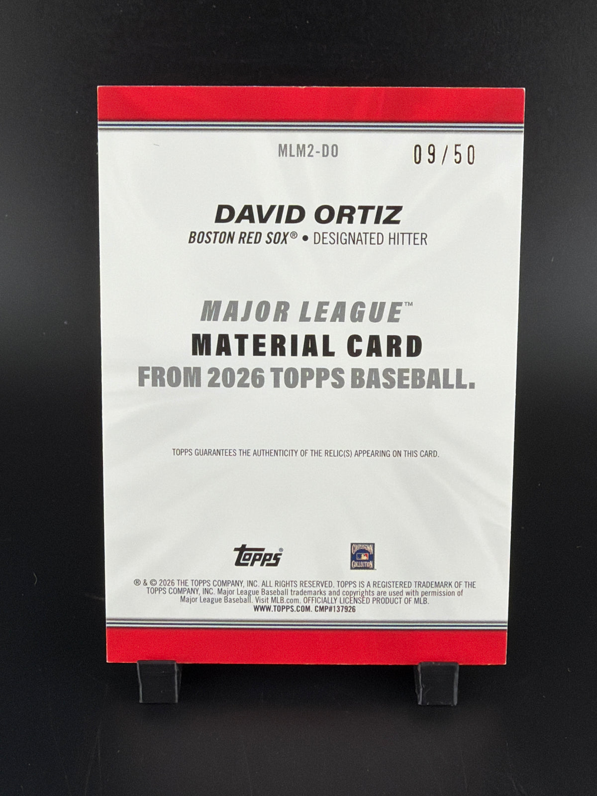 2026 Topps David Ortiz #MLM2-DO /50 Game-Used Memorabilia