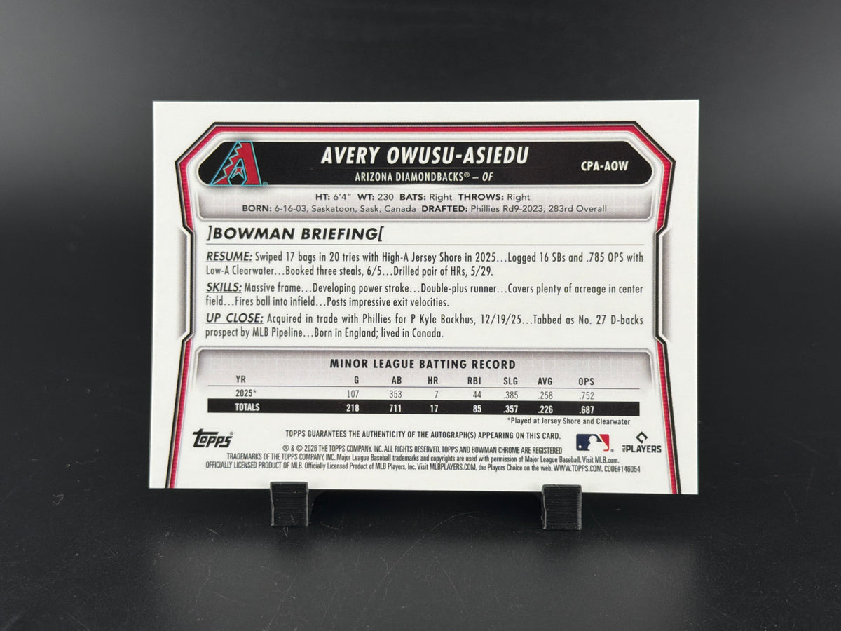 2026 Bowman Chrome Avery Owusu-Asiedu #CPA-AOW Green Mojo Refractor /99