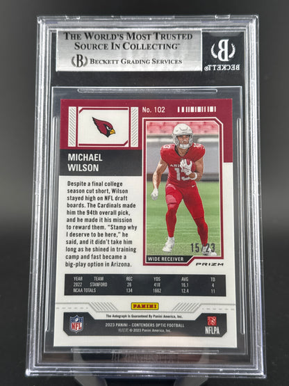 2023 Panini Contenders Optic Michael Wilson #102 Red Scope /23 RC BGS 9