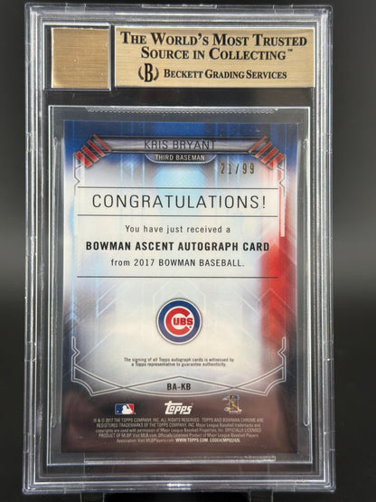 2017 Bowman Kris Bryant #BA-KB /99 BGS 9.5 BAS Auto 10