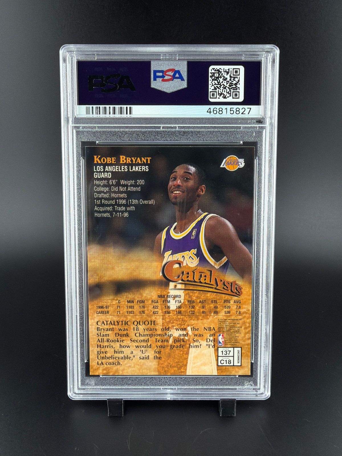 1997 Finest Kobe Bryant #137 W Coating PSA 9