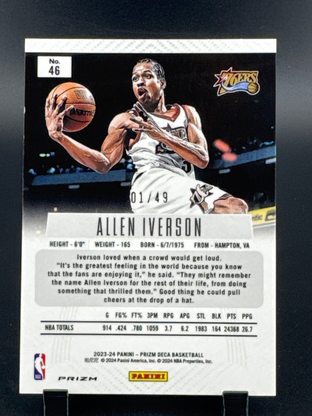 2024 Panini Prizm Deca Allen Iverson #46 Orange /49