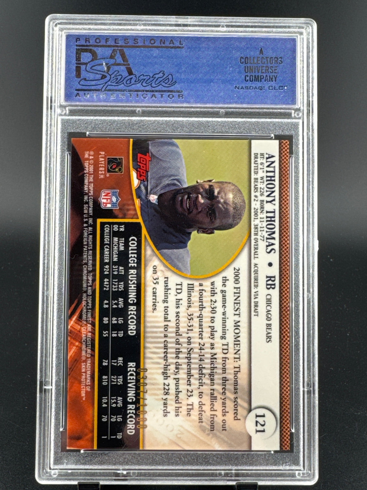 2001 Finest Anthony Thomas #121 PSA 10