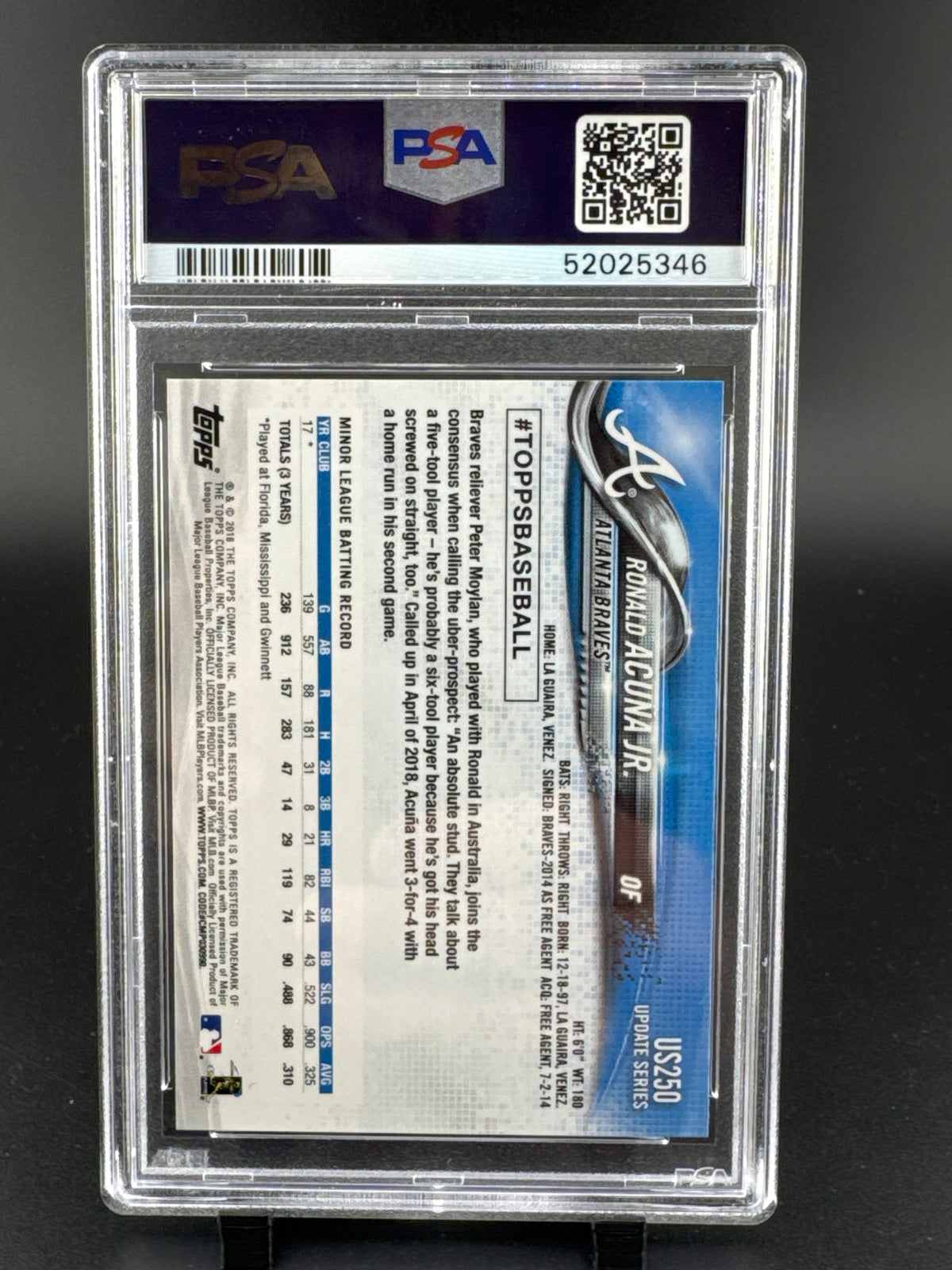 2018 Topps Update Ronald Acuna JR. #US250 PSA 10