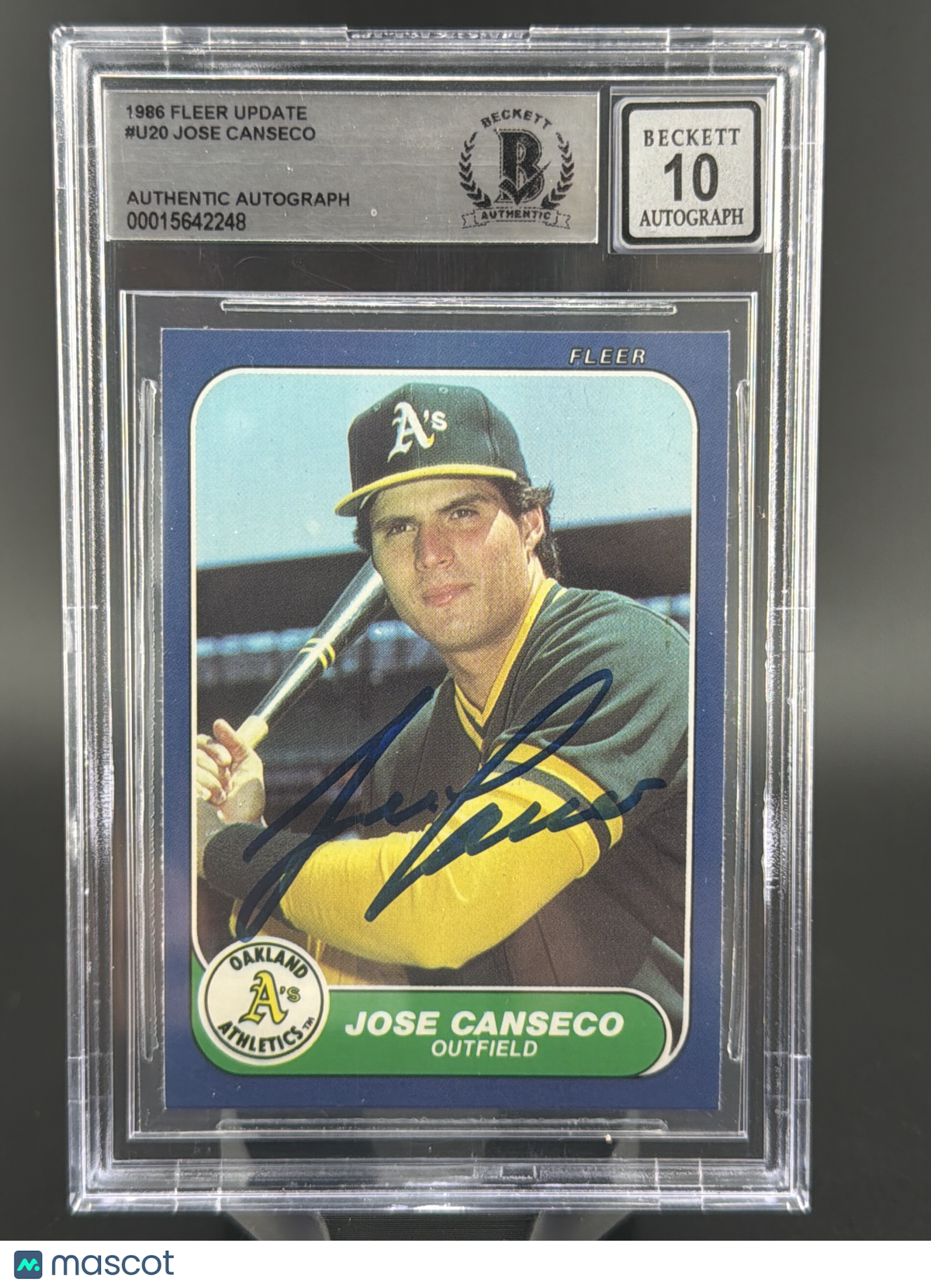 1986 Fleer Update Jose Canseco #U-20 BAS Auto Authentic Auto