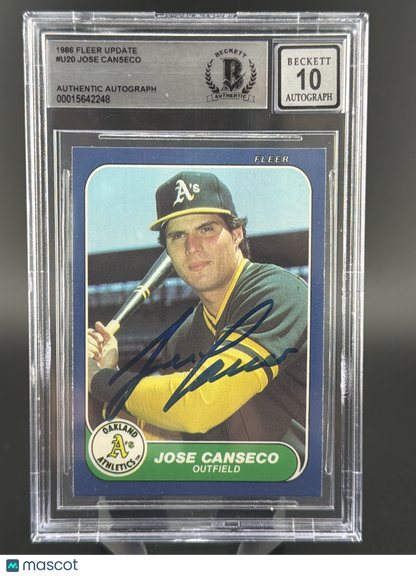 1986 Fleer Update Jose Canseco #U-20 BAS Auto Authentic Auto