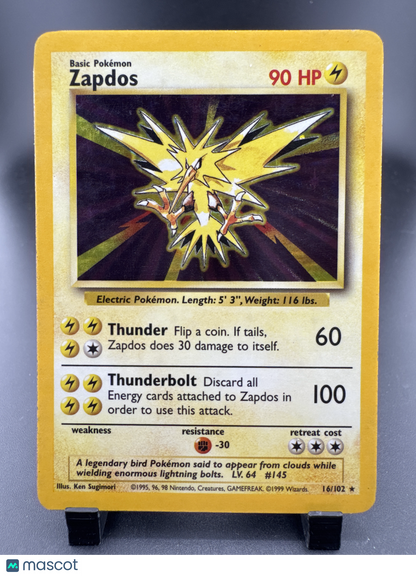 1999 Base Set Zapdos Holo Rare #16/102