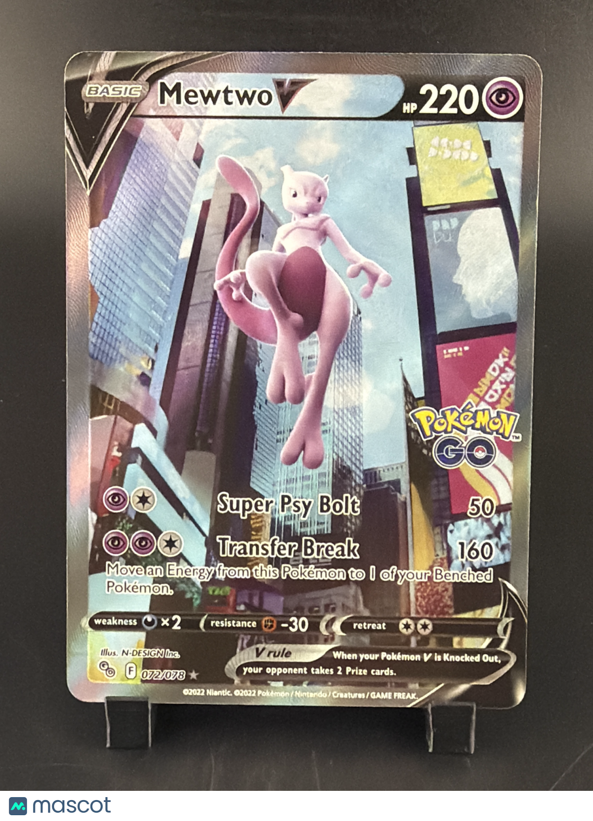 2022 GO Mewtwo V Holo Rare FA #72/78