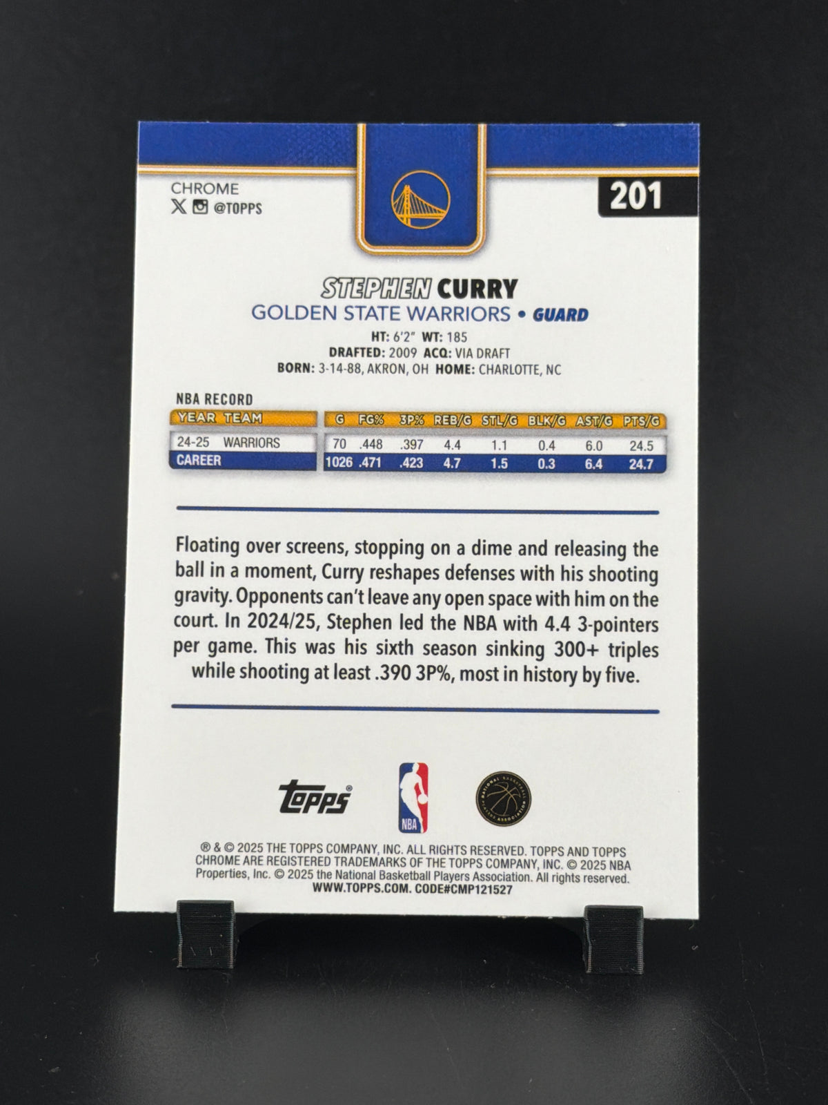 2025 Topps Chrome Stephen Curry #201 X-Fractor