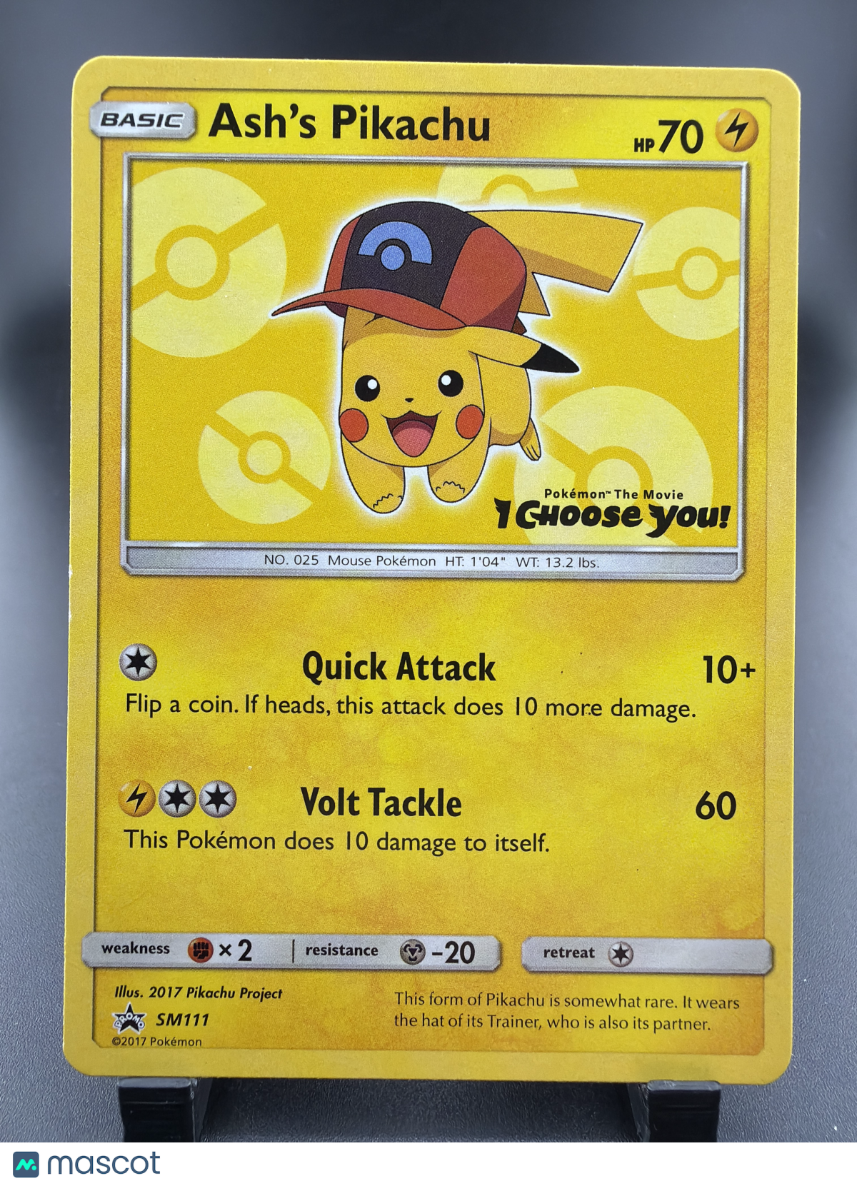 2017 Sun & Moon Ash's Pikachu Black Star Promo #SM111